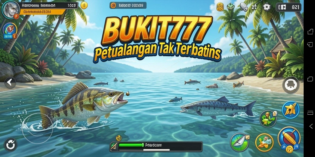 Tampilan menarik dari gameplay BUKIT777 yang menampilkan aksi memancing di lautan.