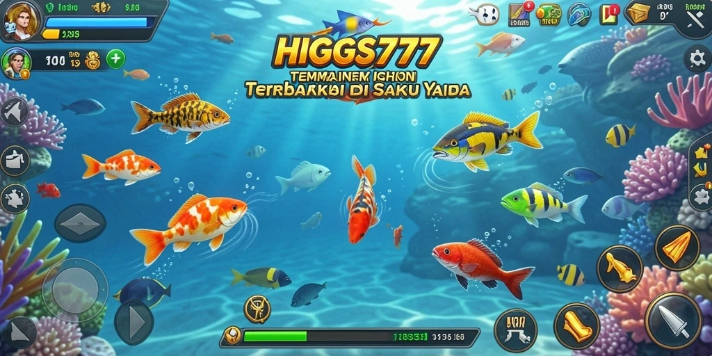 Screenshot gameplay HIGGS777 menampilkan aksi menangkap ikan yang mendebarkan.