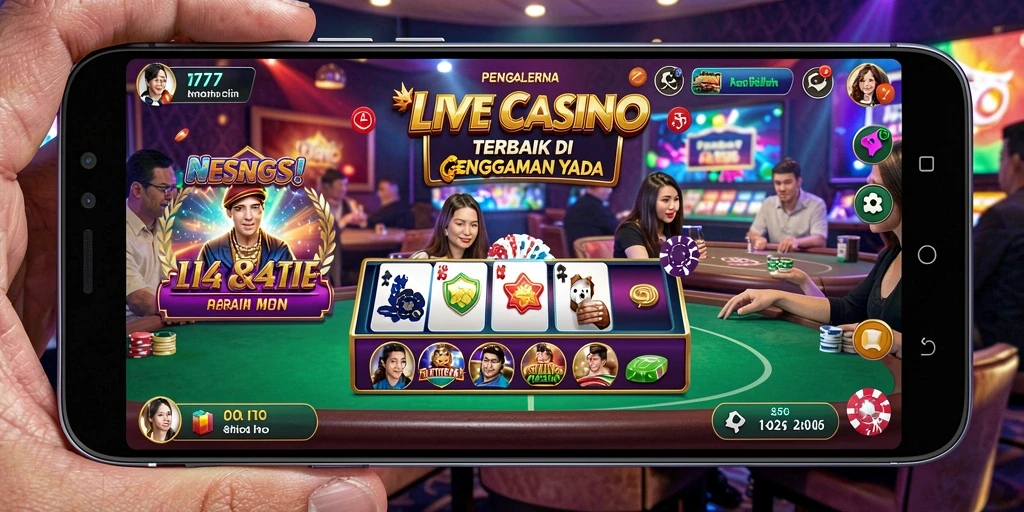 Screenshot gameplay L777 menampilkan dealer langsung dan suasana kasino yang realistis.