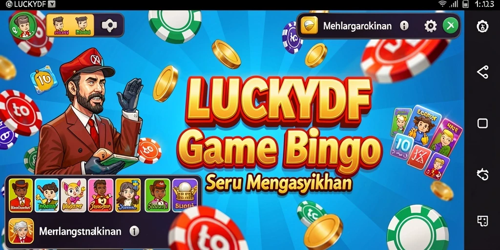 Screenshot utama LUCKYDF menampilkan gameplay Bingo yang seru.